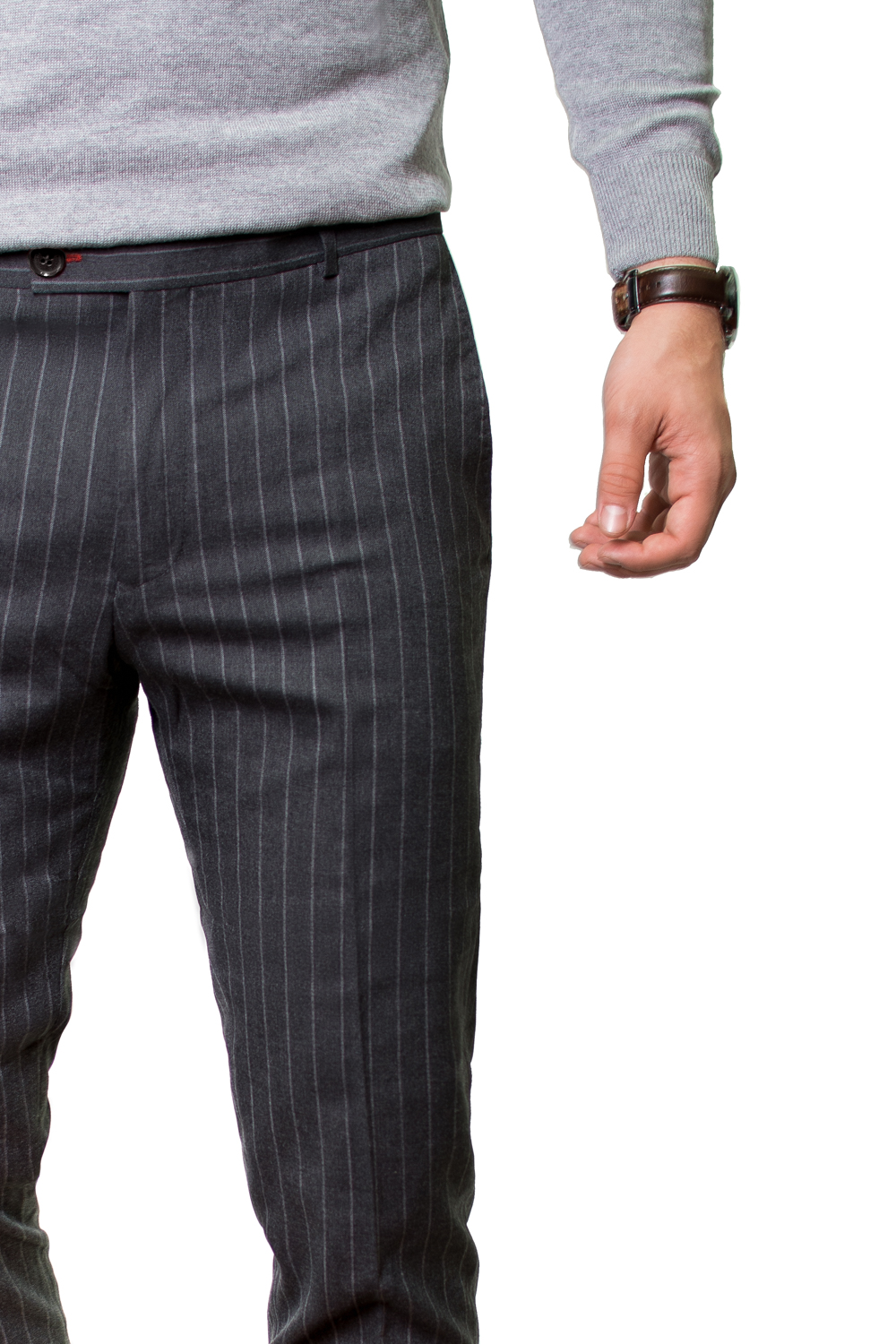 syndrome Employee Abbreviation Pantaloni Gri cu Dungi - MAX Fashion