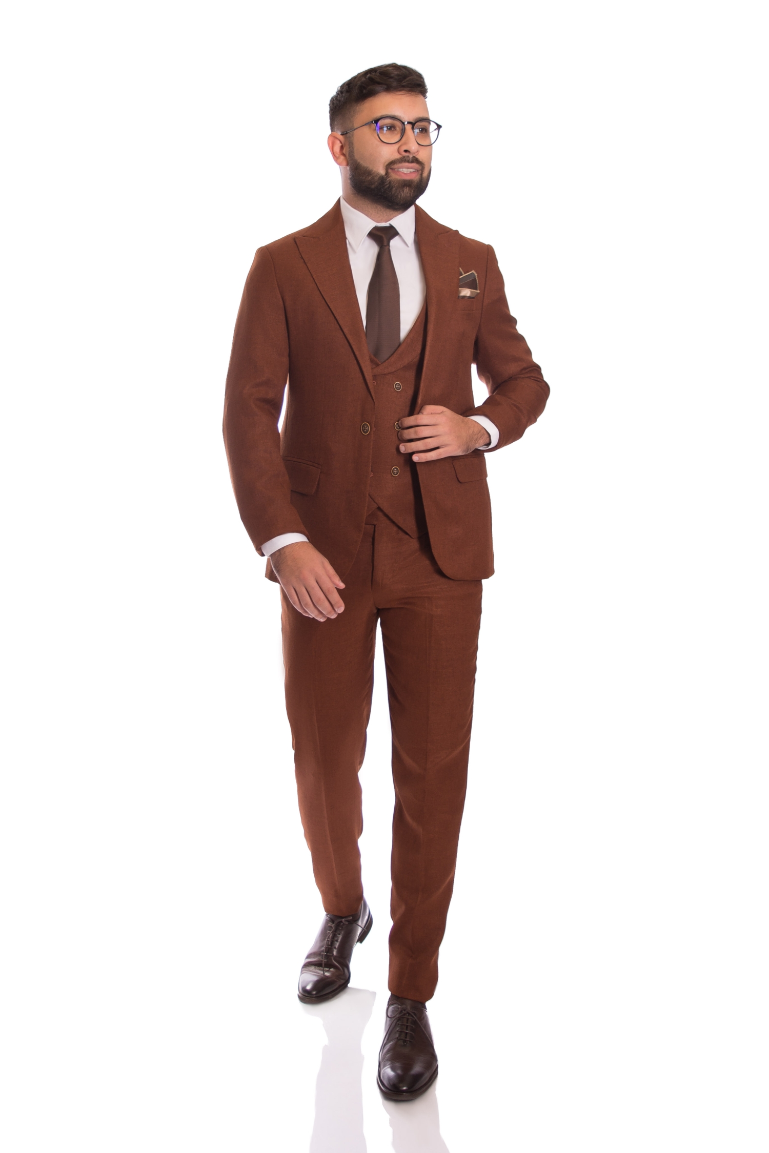 Costum Cafeniu Barbati Max Fashion Coniac