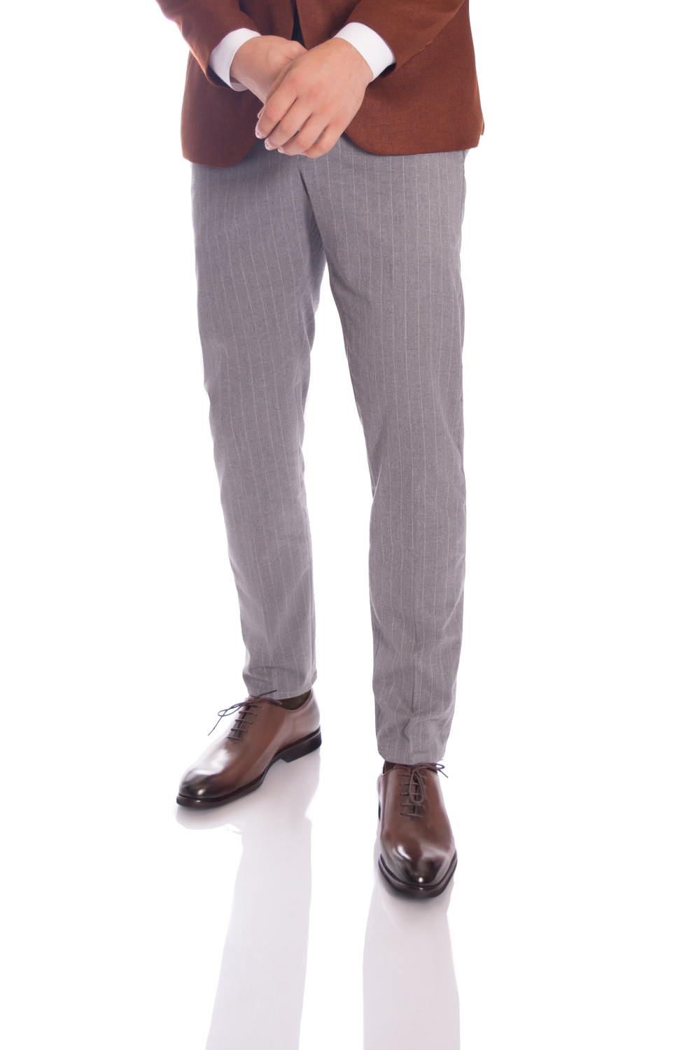 Pantaloni Gri cu dungi Barbati Max Fashion