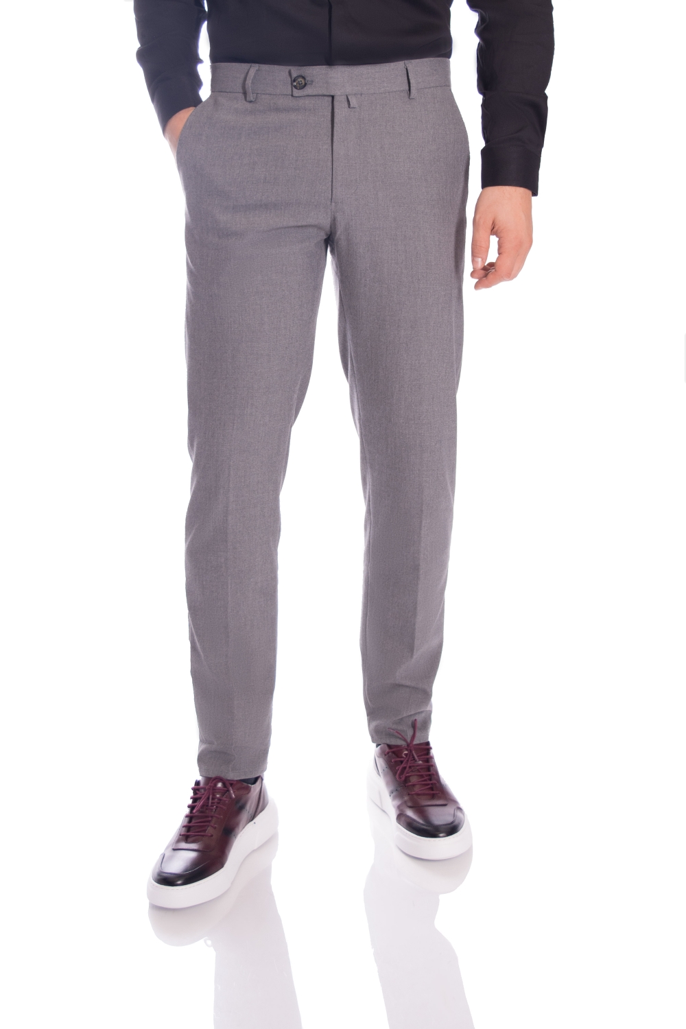 Pantaloni gri inchis max barbati eleganti