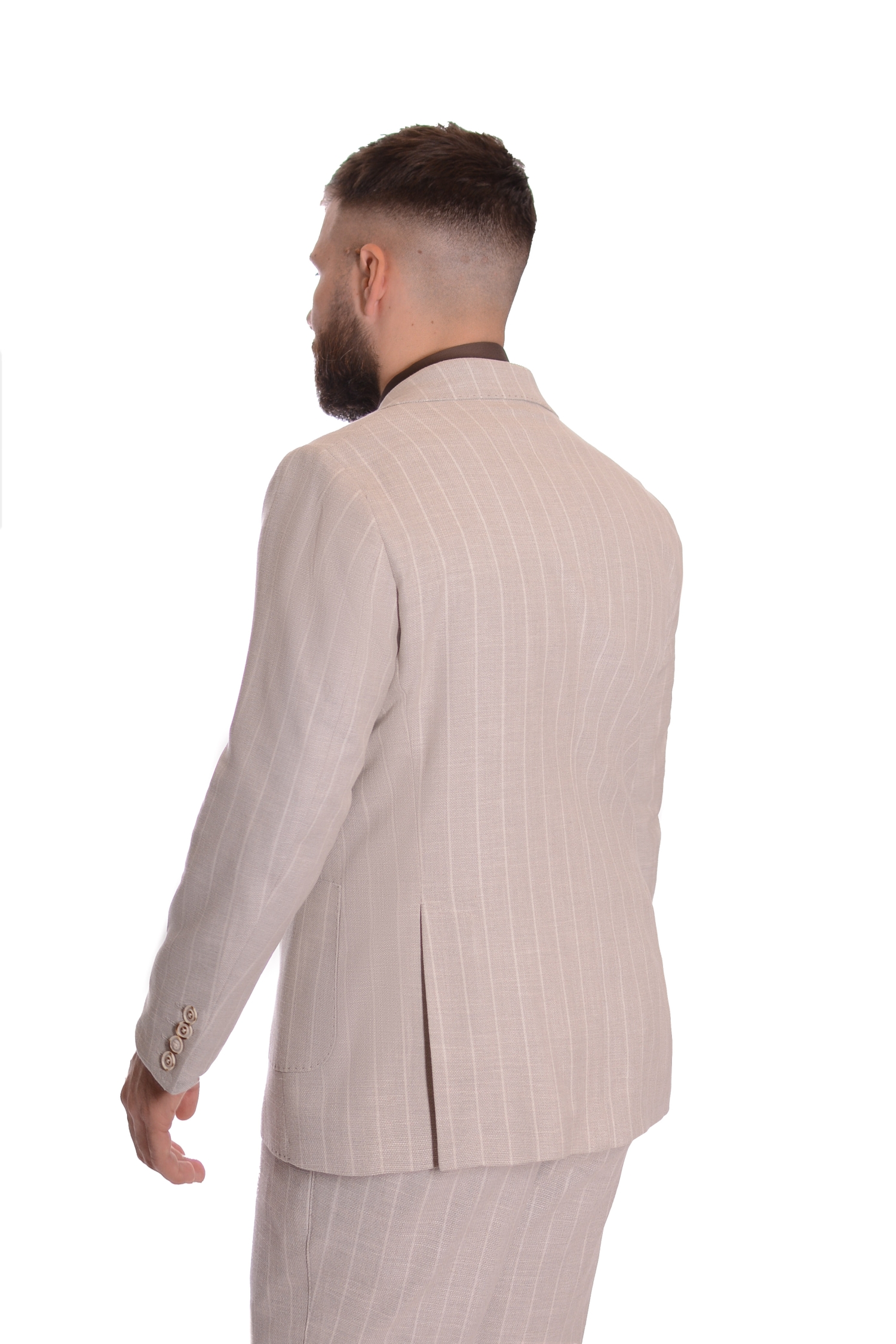 Costum Crem cu Dungi Barbati MAX SLIM