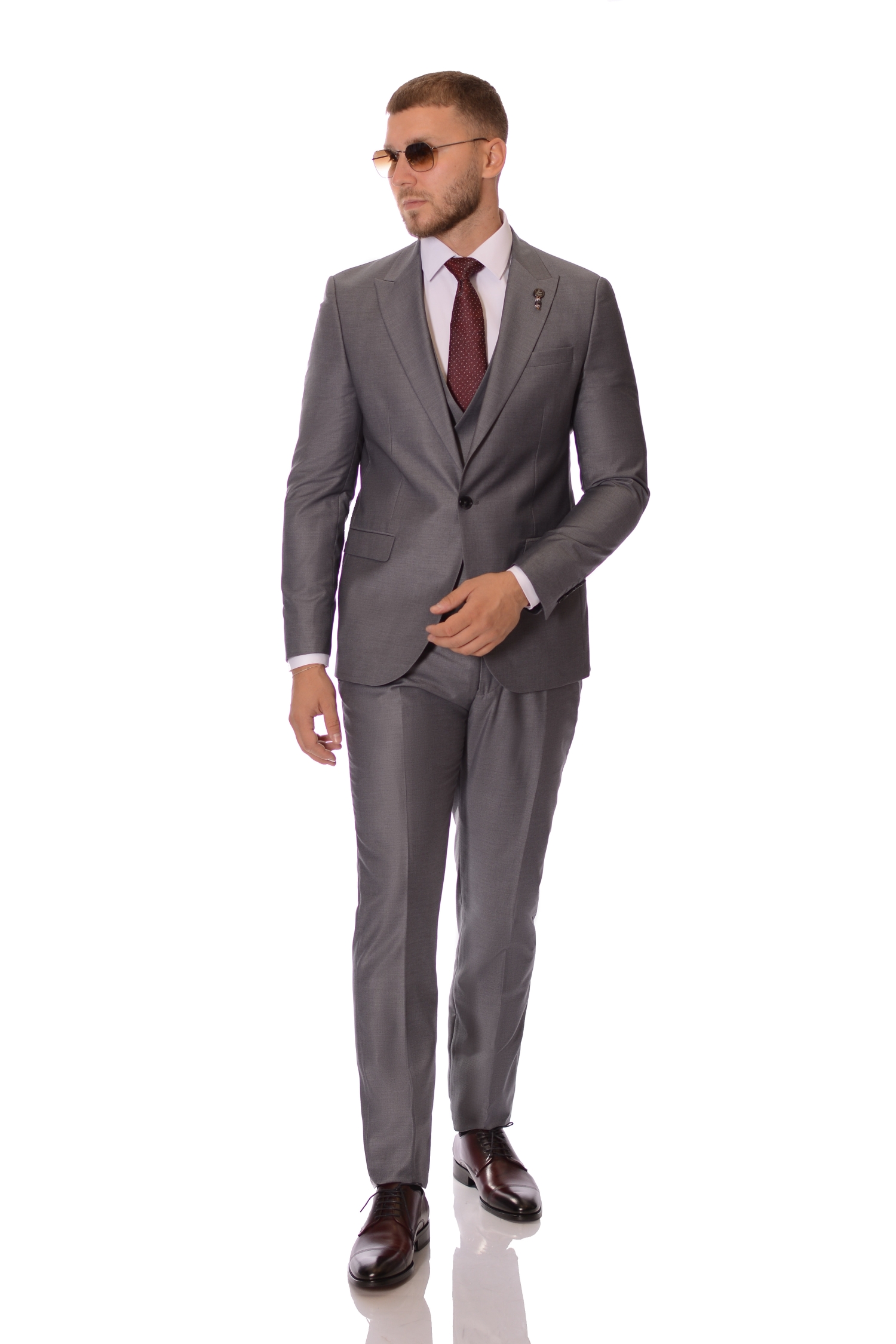 Costum Gri Elegant Barbati Max Fashion