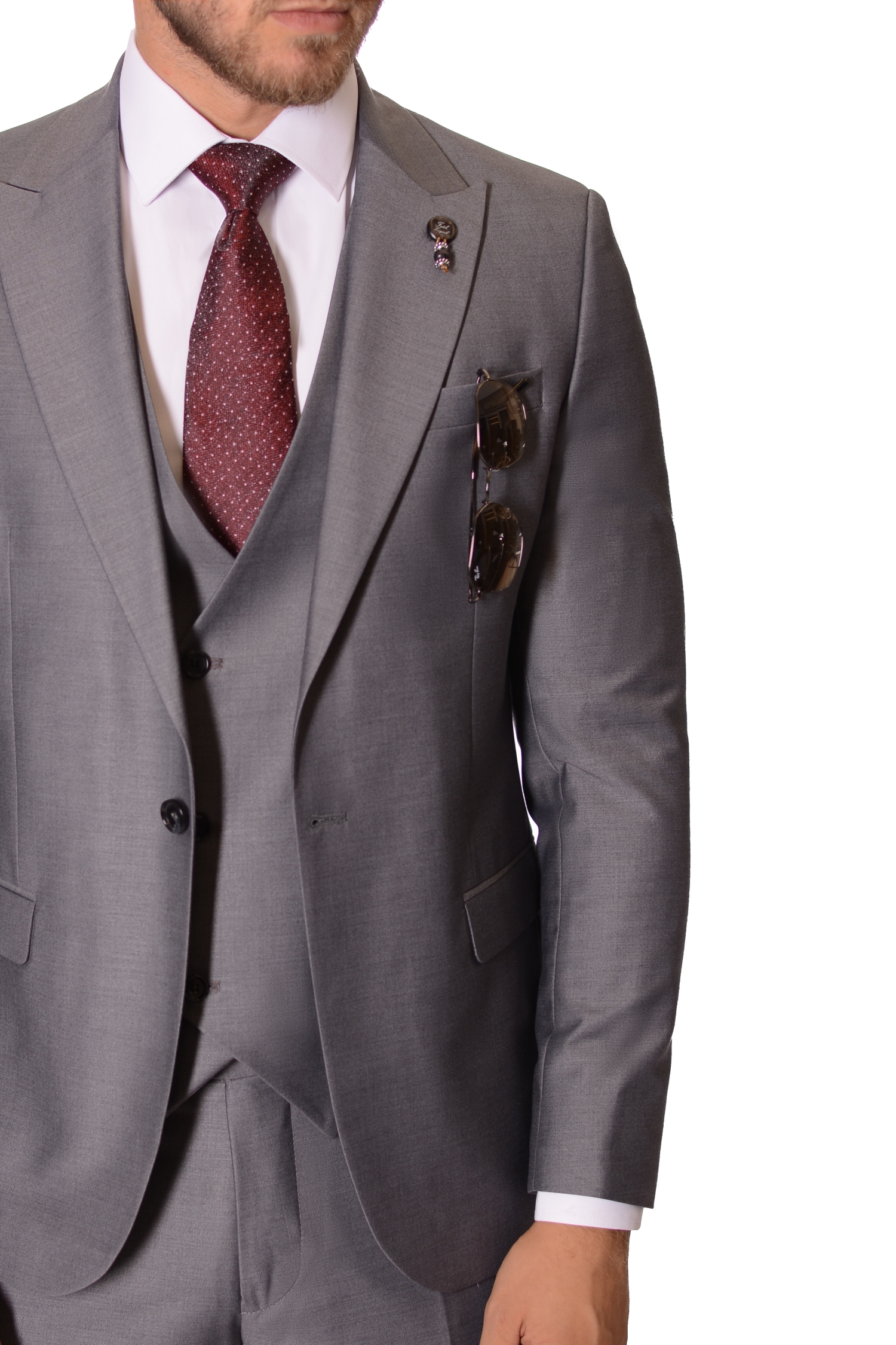 Costum Gri Elegant Barbati Max Fashion