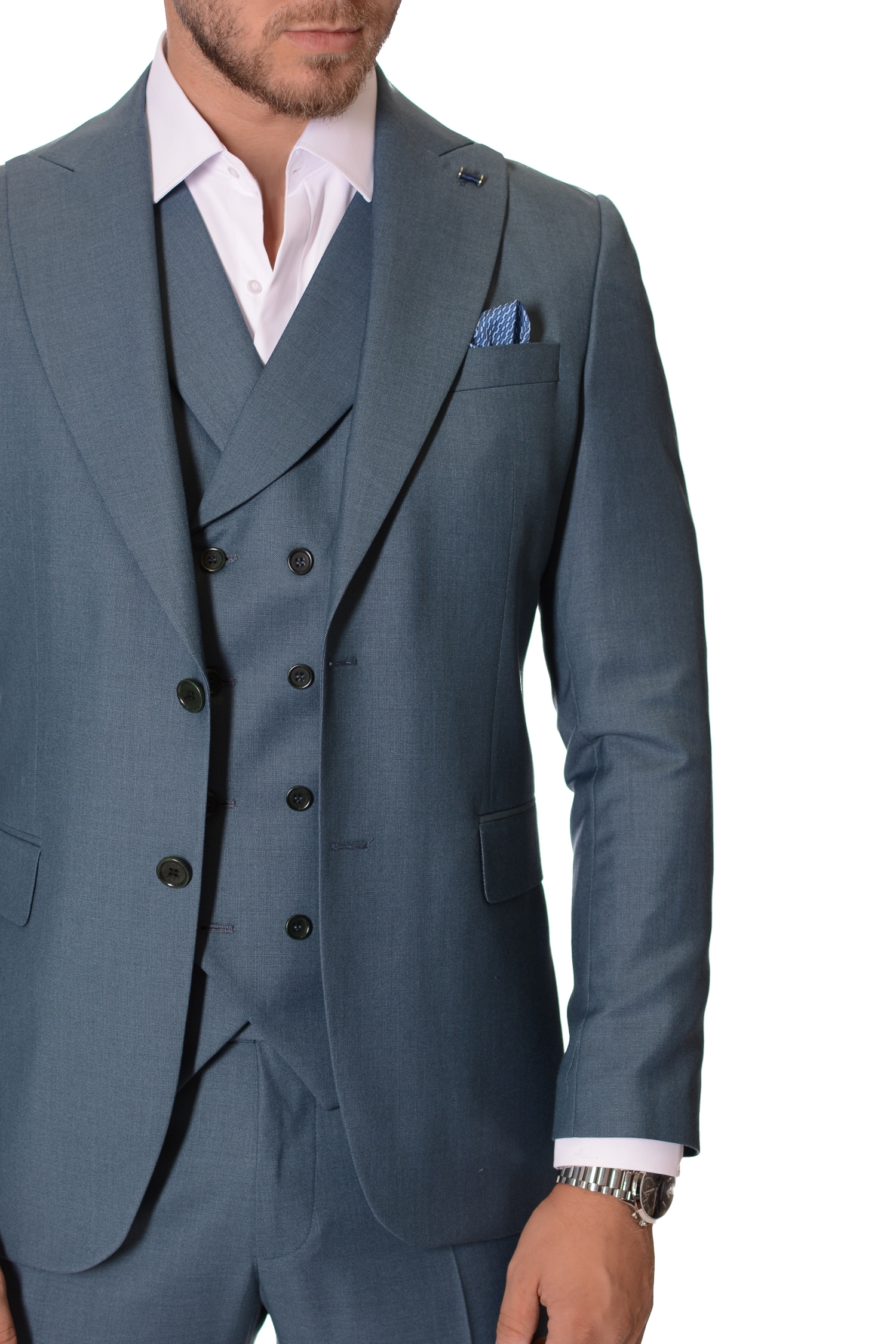 Costum Turcois cu vesta Max Fashion Barbati