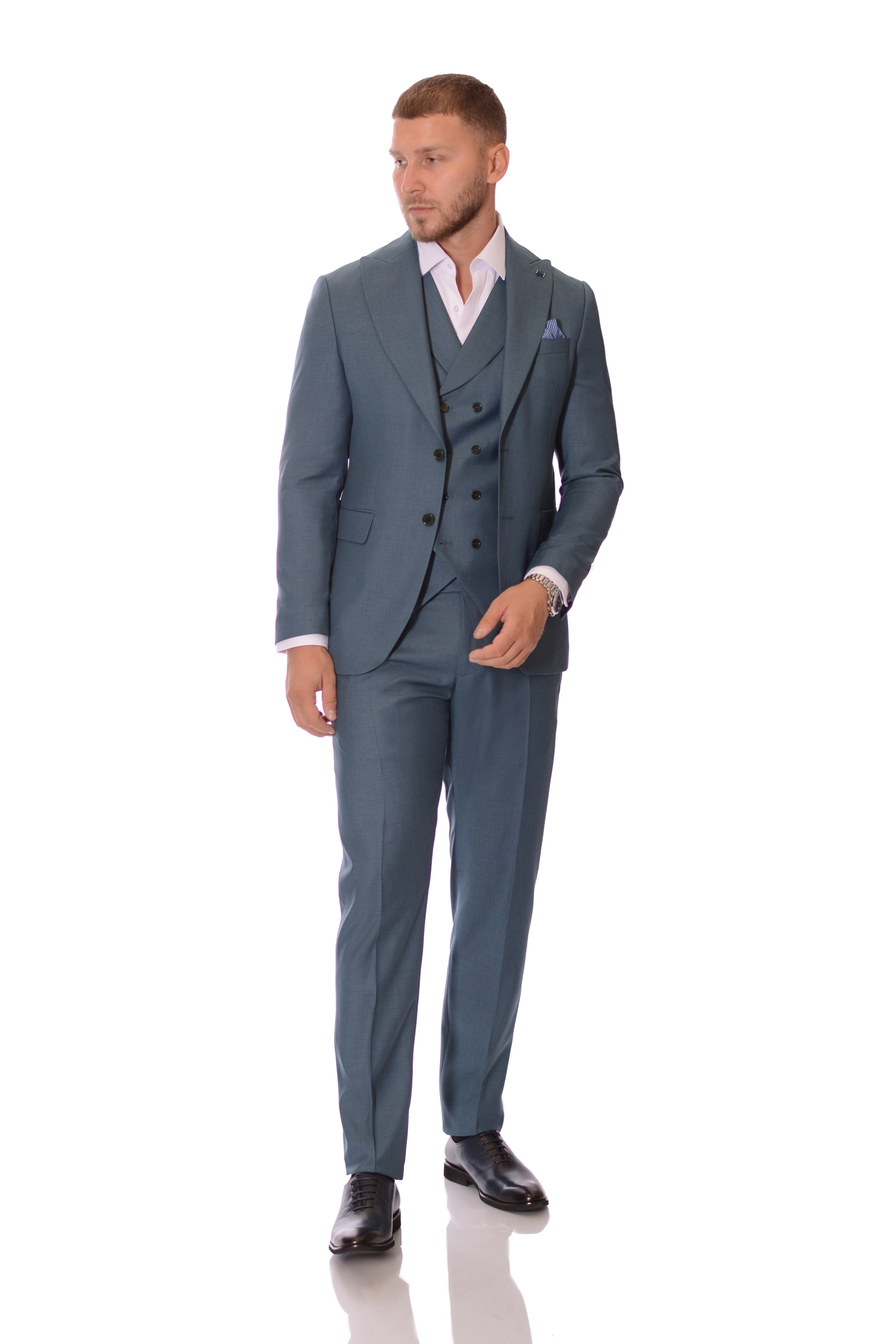 Costum Turcois cu vesta Max Fashion Barbati