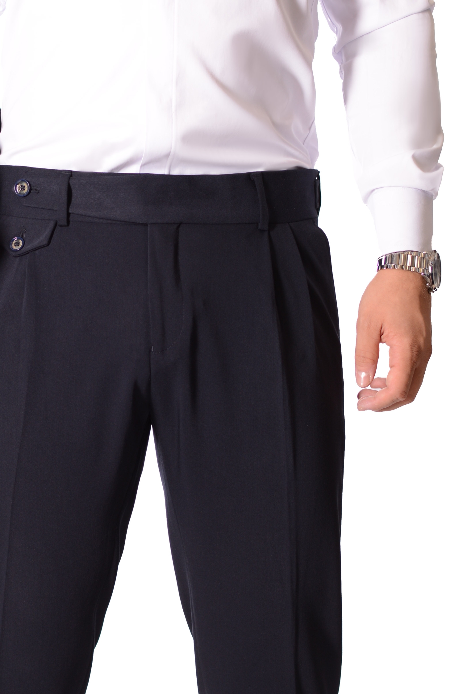 Pantaloni Bleumarin Cu Pense Barbati Max Fashion