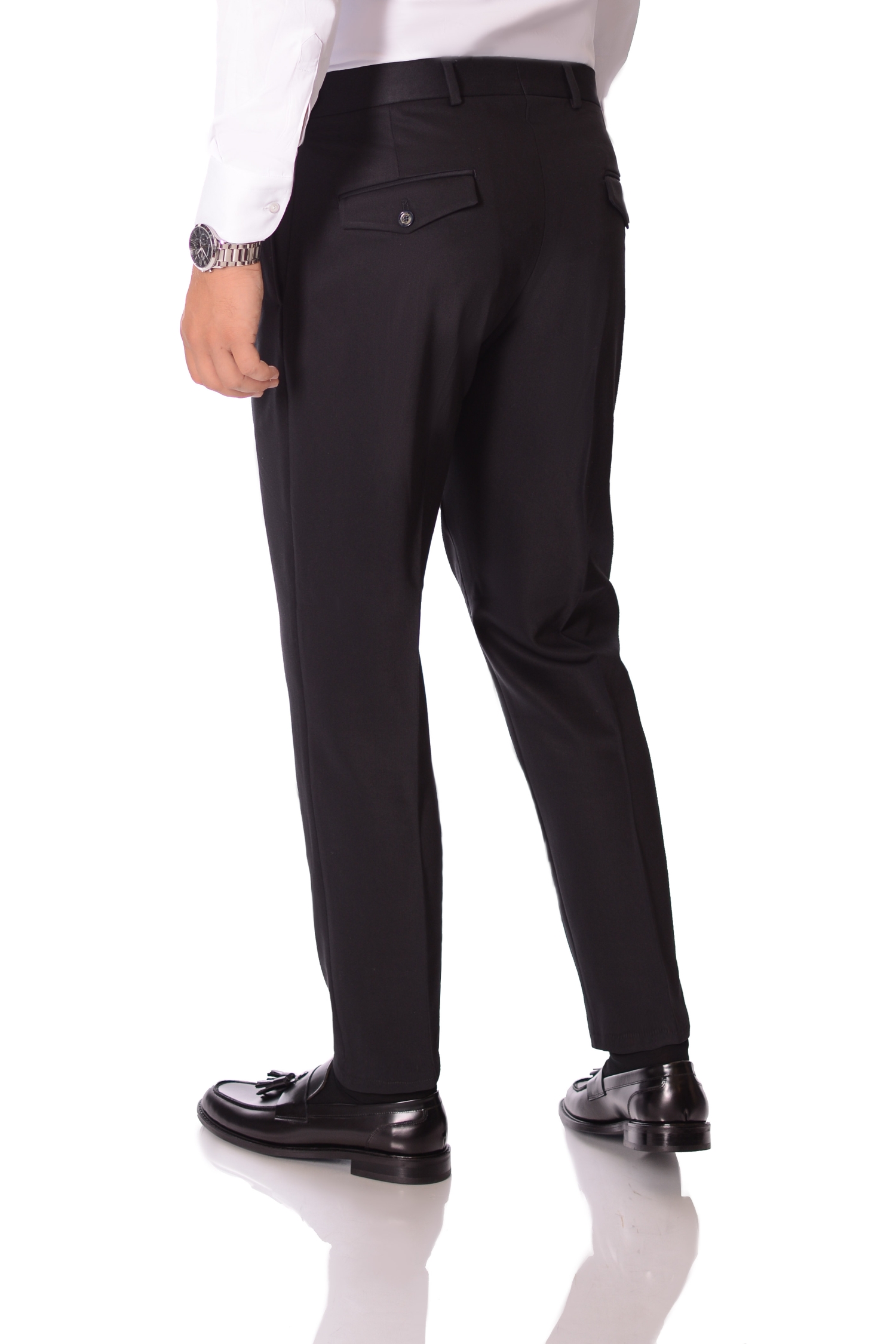 Pantaloni Negrii cu pense max fashion barbati