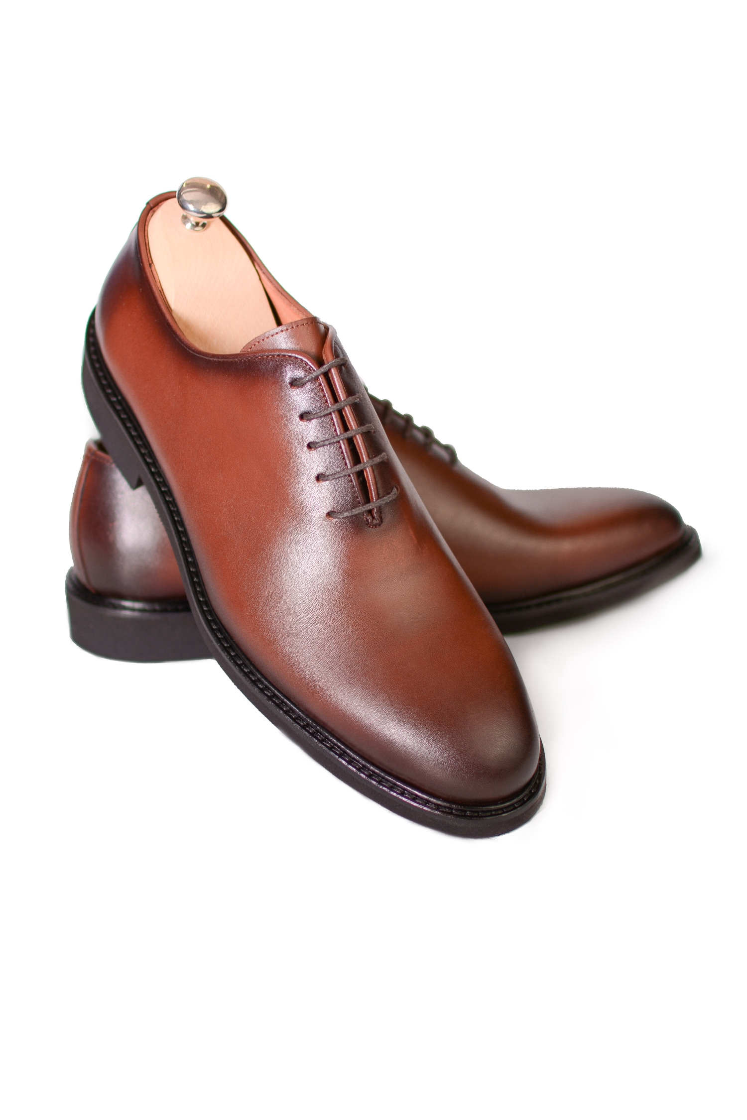 Pantofi Holecut coniac barbati eleganti talpa spuma MAX