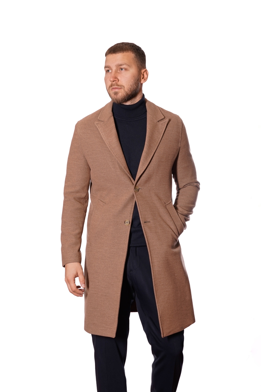 Palton Bej Lana Barbati Max Fashion