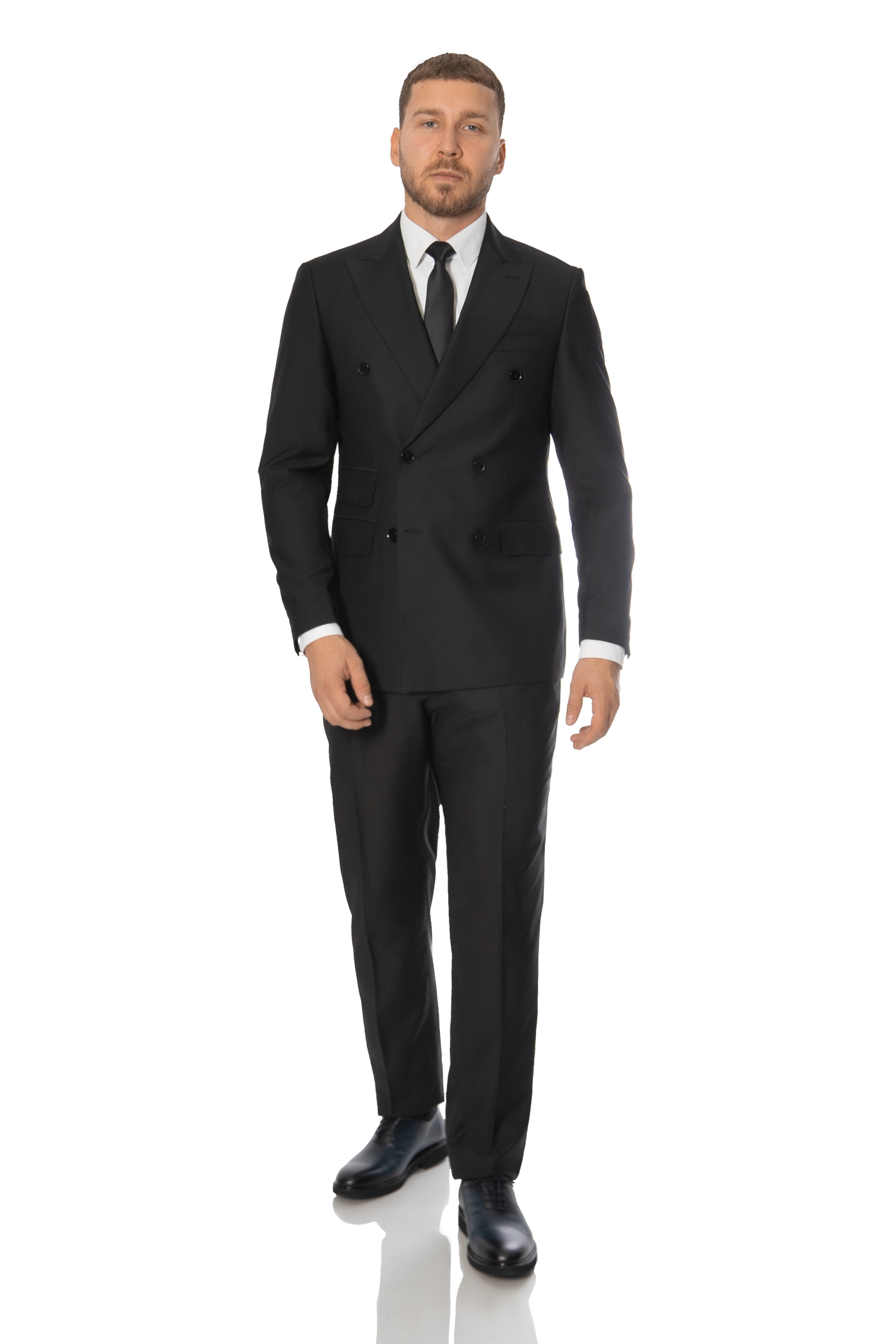 Costum Negru Double Breasted