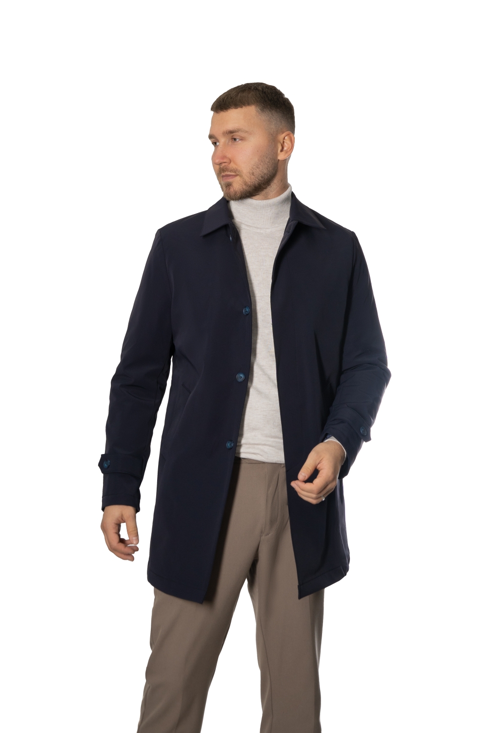 Trench bleumarin barbati fas