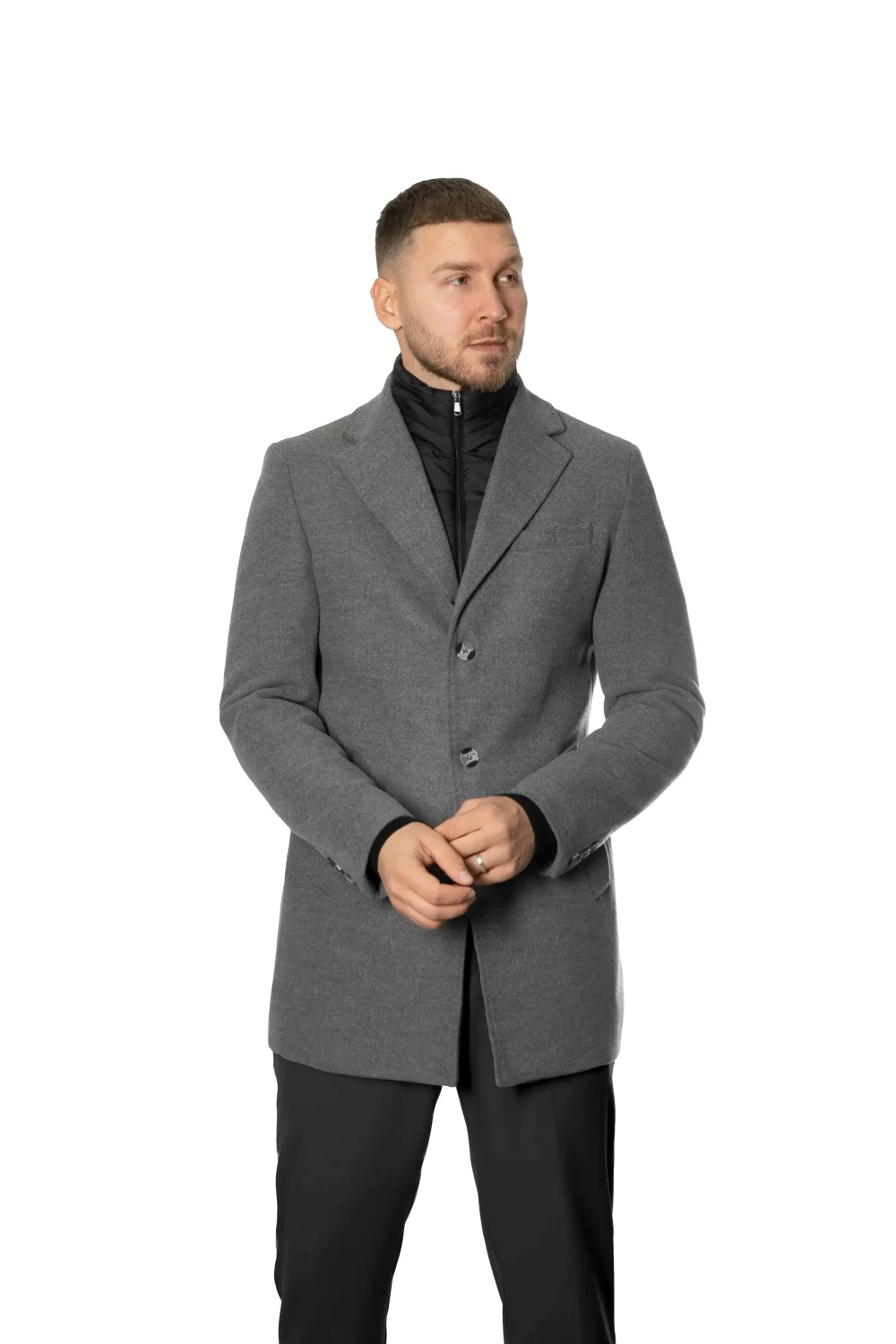 Palton Gri Vesta Detasabila Barbati