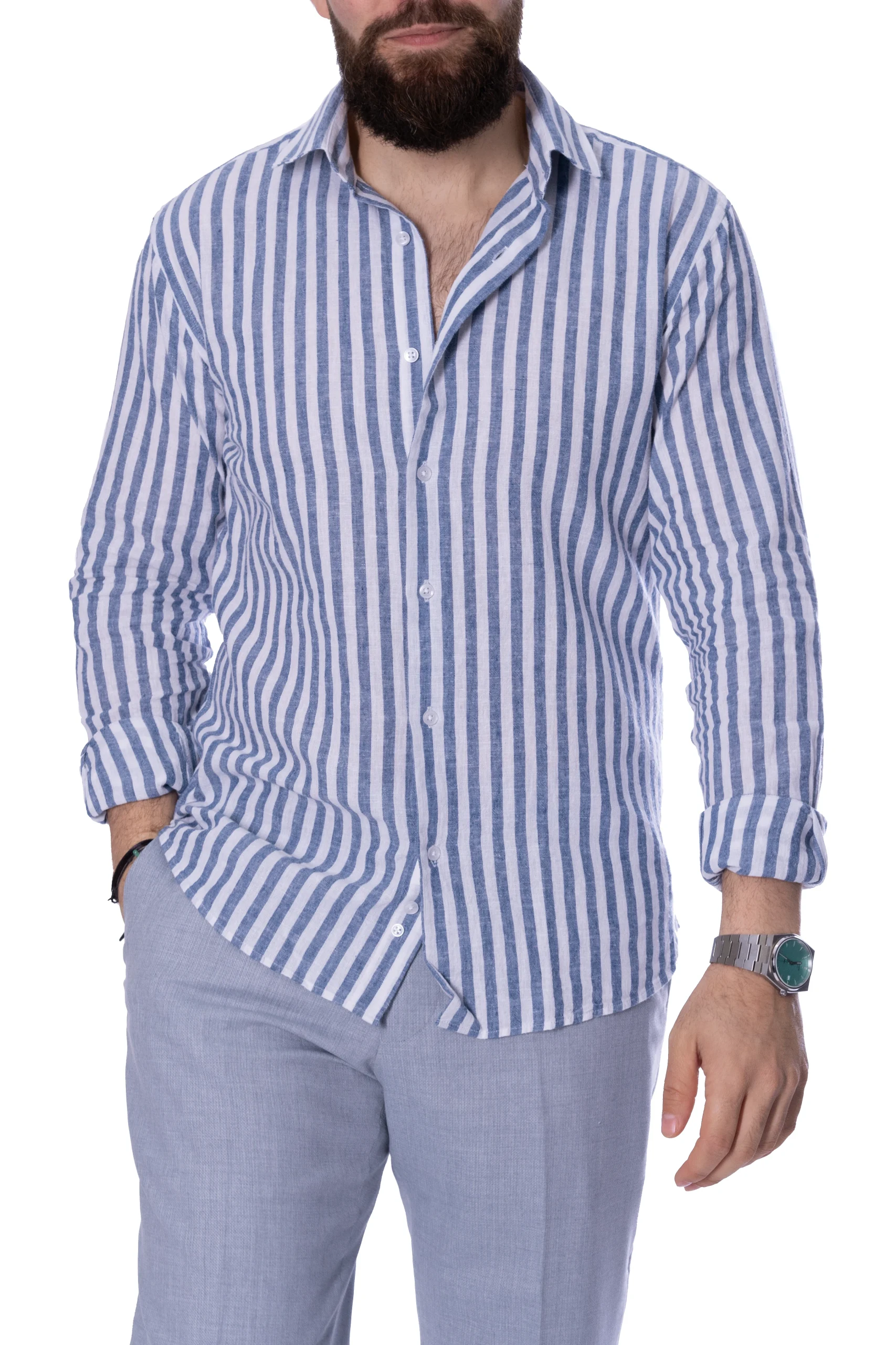 Camasa din in Cu Dungi Barbati MAX Timisoara