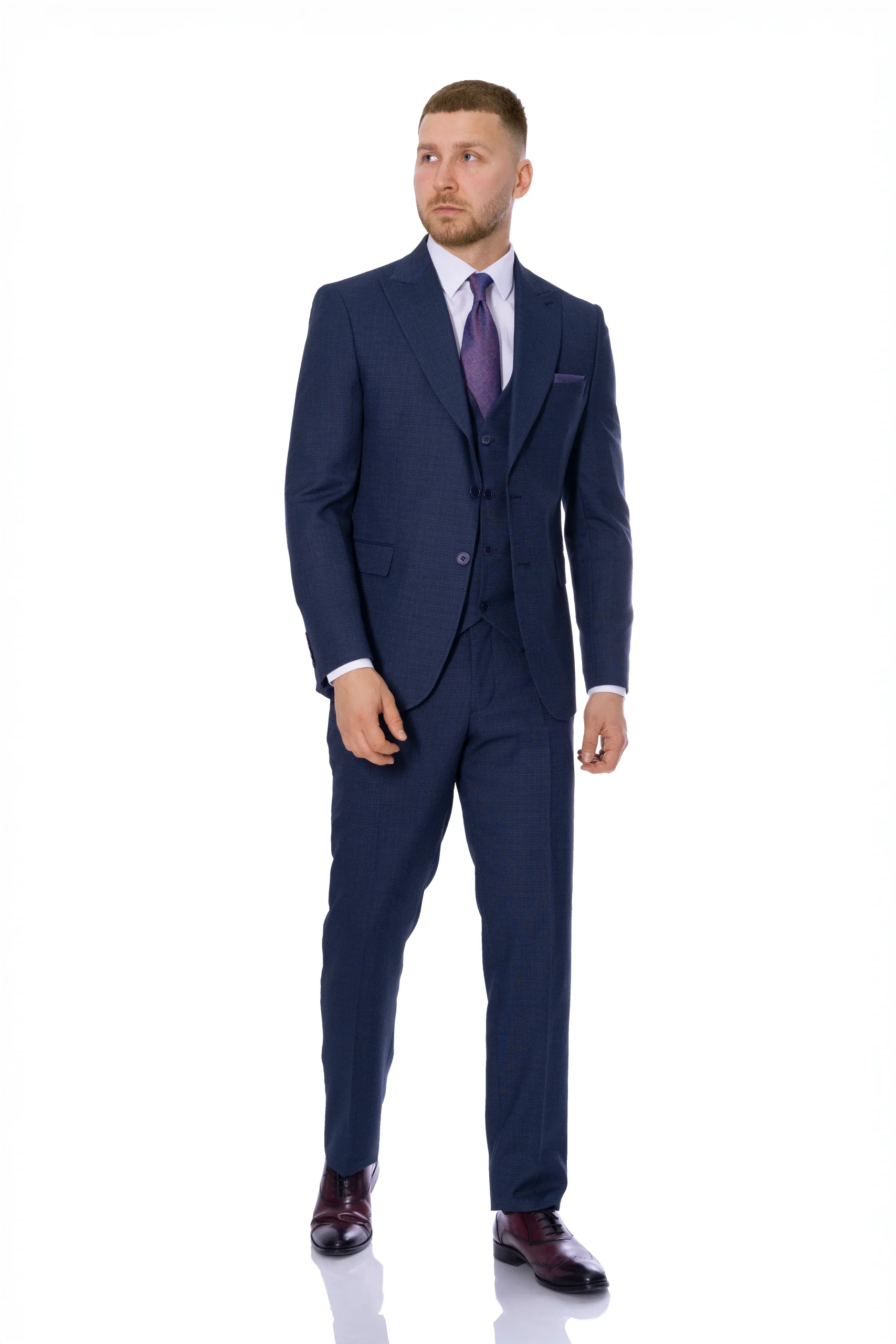 Costum Bleumarin Texturat lana MAX Barbati