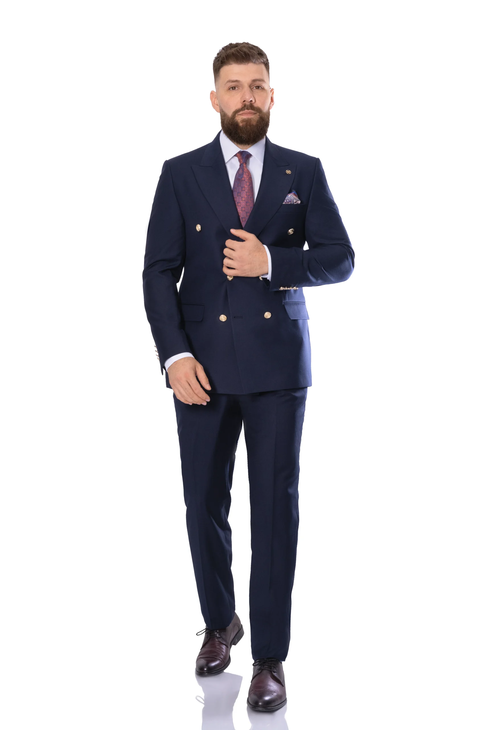 Costum Bleumarin Doua Randuri Naturi Barbati MAX